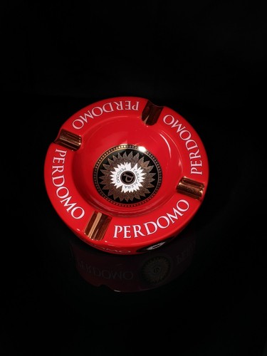Cenicero grande de cerámica roja y dorada Perdomo 9" de diámetro nuevo en caja - Imagen 15 de 16