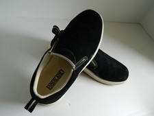 Womens 6M Lands End Black Suede Loafers on Moc Deck Boat Flats 22628 Shoes