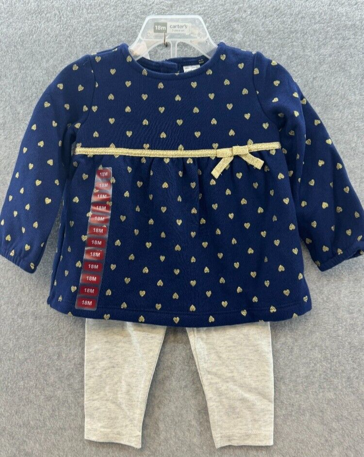 Carter's Cute Baby Girl 2-Piece Heart Fleece Top Legging Set