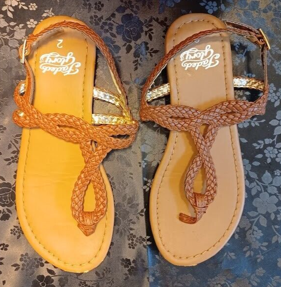Faded Glory Brown Leather Flip Flops Sandals Size on Sale
