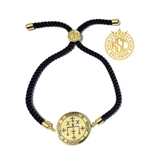 The Archangel Raphael 72 names of God King Solomon Coin Bracelet Black