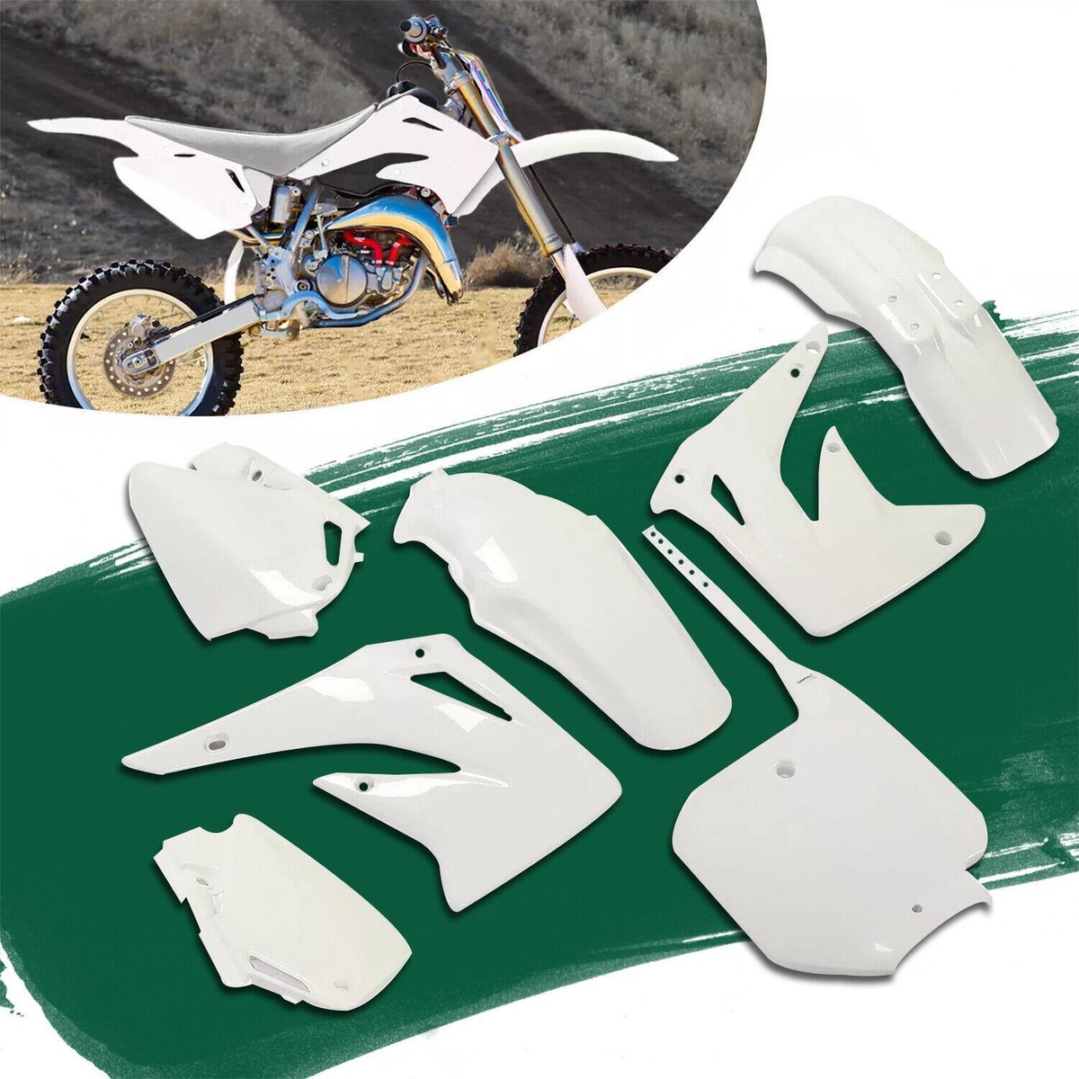 White Restyled Plastic Kit Shrouds Fenders Fairing For Honda CR85R