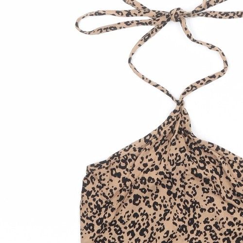NEXT Womens Brown Animal Polyester Blend Cropped Tank Size 6 Halter - Picture 7 of 10