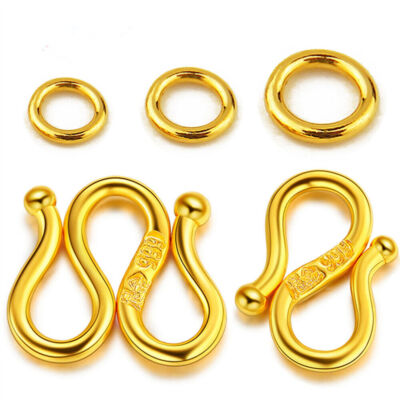 1pcs Pure 999 24K Yellow Gold M S O Clasp Connector For Bracelet Necklace