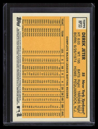 2012 Topps Heritage Chrome hp33 Derek Jeter 1019/1963 - Picture 2 of 2