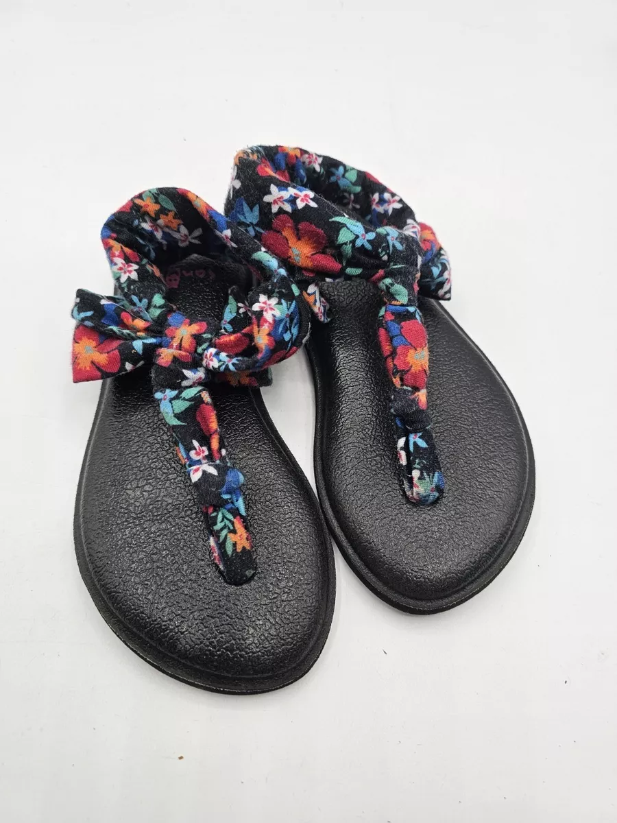 Sanuk Toddler Girls Yoga Mat Sandals Size 9-10 Floral Fabric Sling Back  Straps