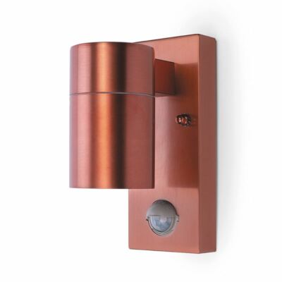 HiSpec Down Wandleuchte mit PIR-Sensor - Edelstahl, Schwarz, Kupfer