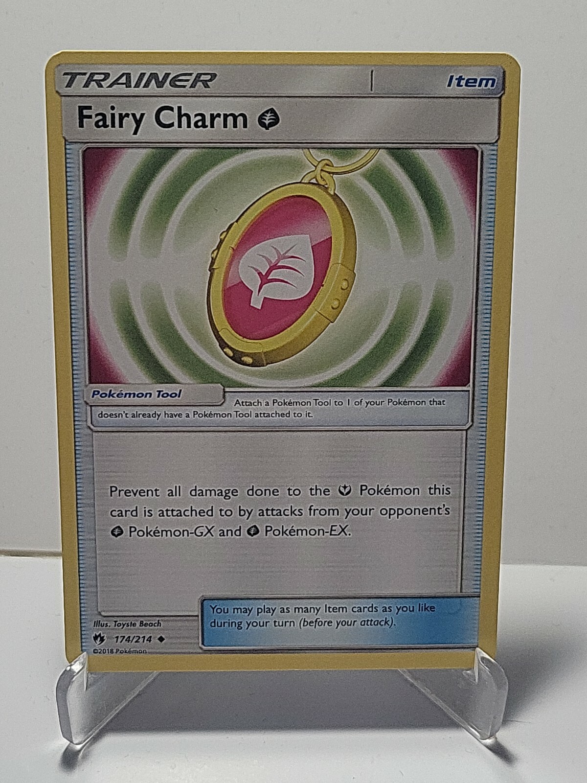 Fairy Charm Grass 174/214 Pokemon Unbroken Bonds Trainer LP Used See Pictures