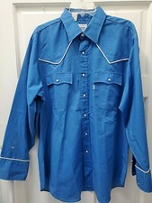 Levi Strauss  Co. 1980 USA Olympic Games Men's Blue Western Style Shirt XL