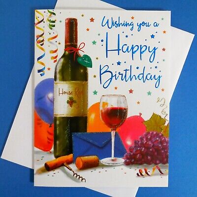 Wish You Happy Birthday Card Modern Traditional Wine Verse Men Male Friend Man Ebay