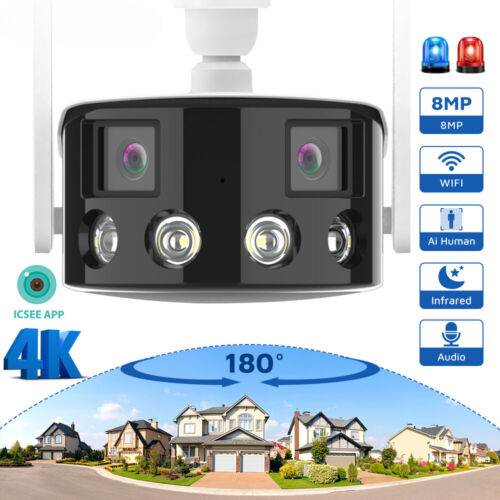 4K 8MP IP Camera Color Night Vision 180° Wide Angel Wifi Surveillance Protection