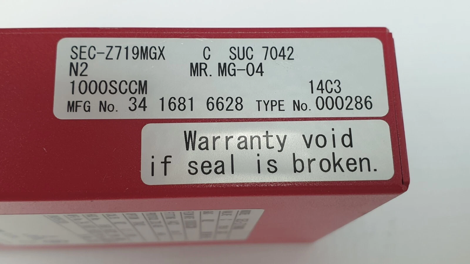 SEC-Z719MGX model label and the HORIBA tamper-seal sticker
