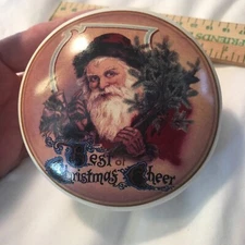 Vintage Trinket box , Santa " Best of Christmas Cheer" Ceramic Nostalgic