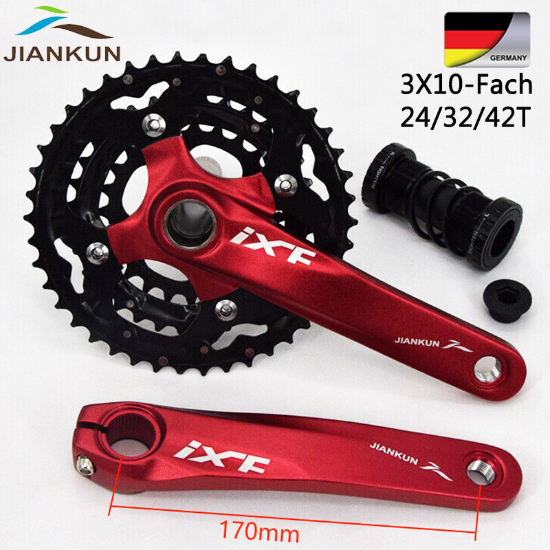 Set pedivelle 104mm 64mm 3X10 170 MTB bicicletta alluminio guarnitura corona