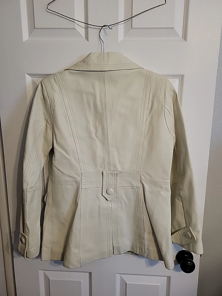 Chaqueta para mujer Terry Lewis Classic Luxuries S marfil crema 100 % cuero genuino Foto 3 de 4