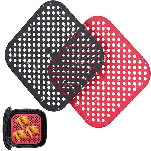 Square Air Fryer Reusable Liners Parchment Silicone Non-Stick Mats for Baking