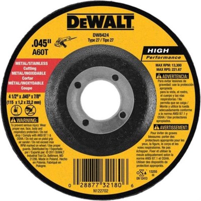 Dewalt DW8424 Z CUT-OFF WHEEL 4 1/2 X .045 X 7/8 DEPRESS.CTR. | eBay