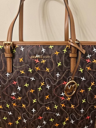 Michael Kors Jet Set 3-Piece Set Tote, Crossbody & Pouchette – Airplane Print - Picture 9 of 17