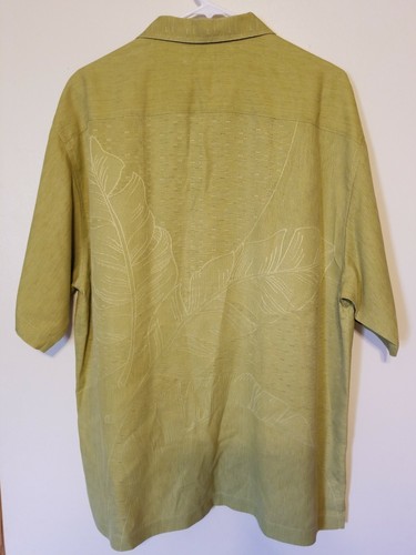 Tommy Bahama Mens Green Leaf Short Sleeve Silk Button Down Shirt Sz L - Picture 2 of 6