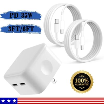35W Dual Port USB C Charger Block Charging Cable Cord for Samsung/Android Phone