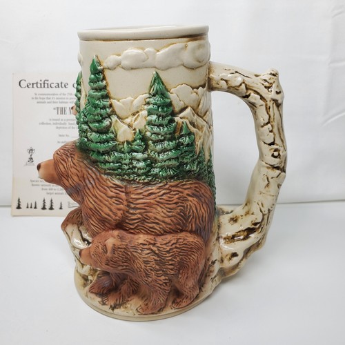 Longton Crown 3D The Noble Grizzly Stein Mother W/ Bear Cubs Certified Mancave - Picture 6 of 8