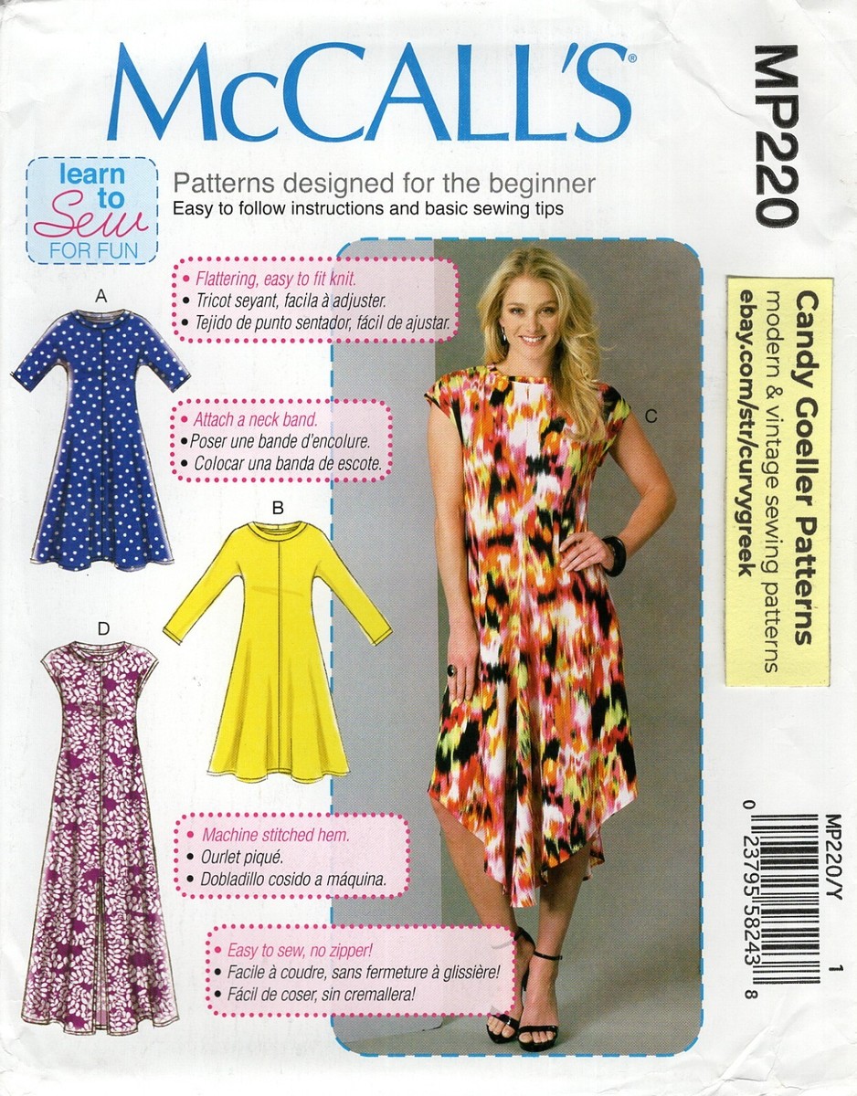 McCall's MP220 LEARN TO SEW Pullover Knit Dresses Sz 4-14 UNCUT Pattern  M7382 | eBay