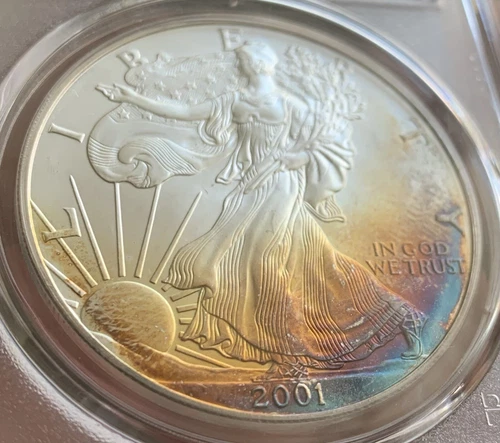 2001 PCGS/MS68 Toned American Silver Eagle
