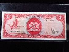Trinidad & Tobago 1 Dollar L1964 1977 P30 Central Bank Currency Money h6389