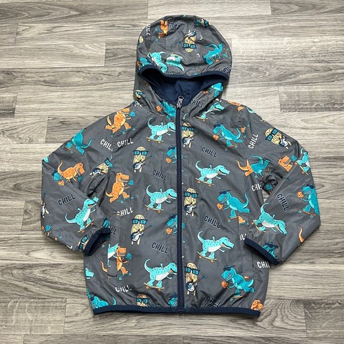 UNBRANDED Zip Reversible Multi Color Dinosaur Print Windbreaker Jacket Boy's M - Picture 4 of 9