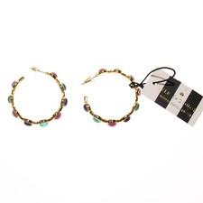 Lele Sadoughi NWT Stud Hoop Earrings in Gold / Multicolor Gems