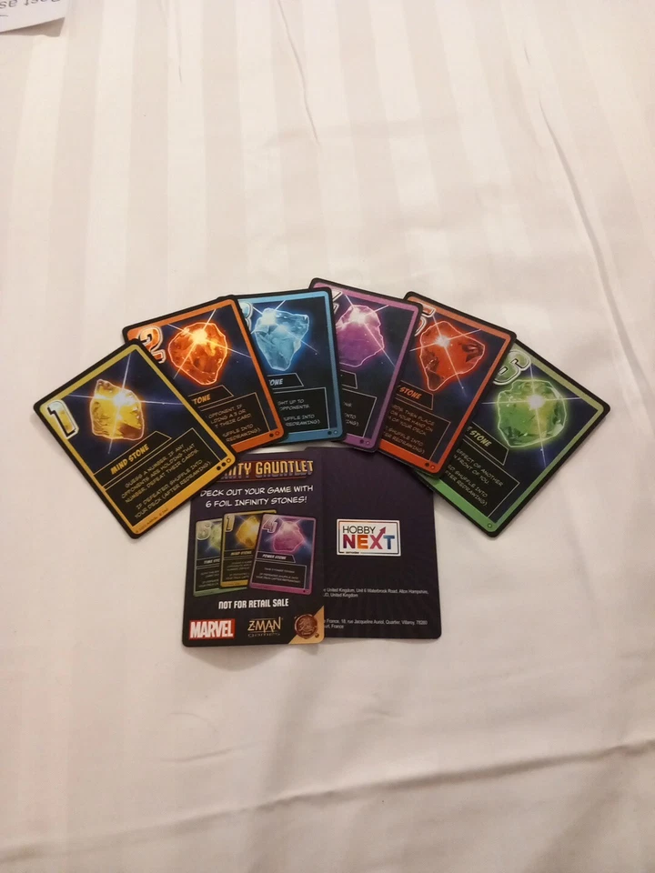 Marvel Infinity Gauntlet A Love Letter Game 6 Foil Infinity Stone Promo Cards - Image 2 of 2