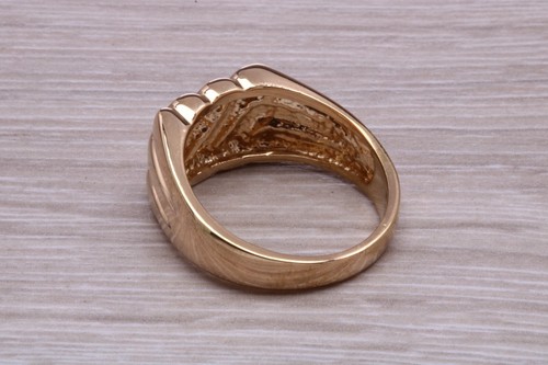 Gents Large Patterned Solid Yellow Gold Signet Ring - Picture 4 of 9