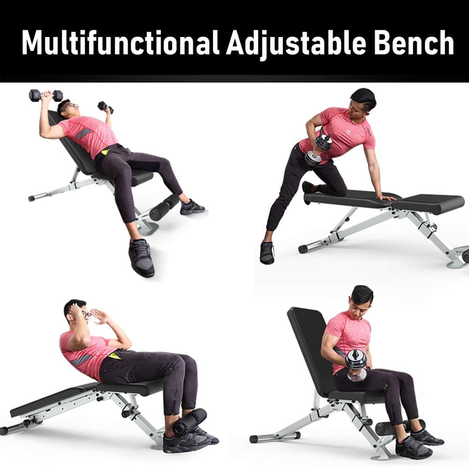 Leikefitness Adjustable Weight Bench Foldable Workout Exercise Bench