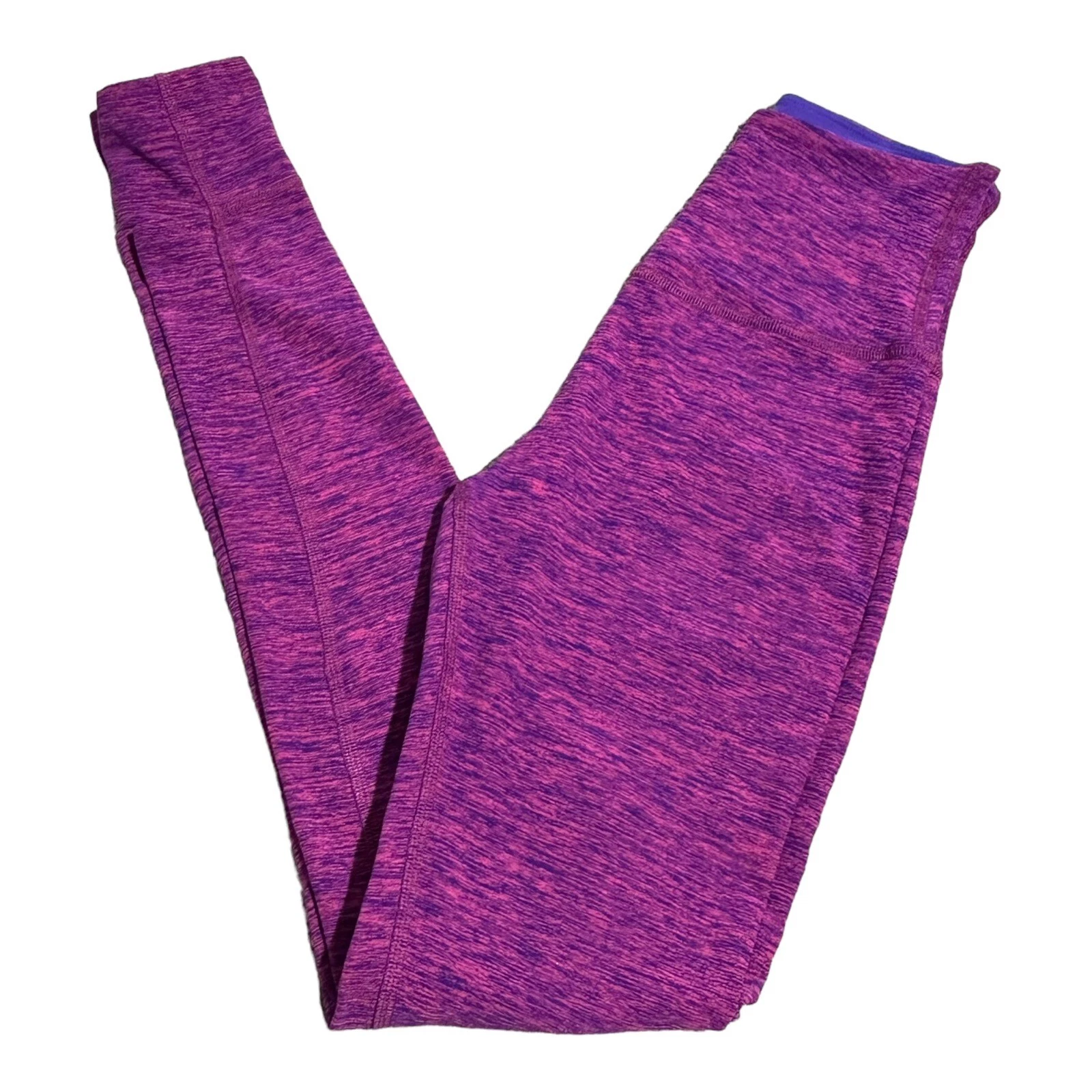 beyond-yoga high waisted stretch slit heel heathered leggings