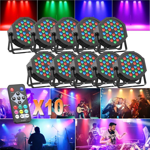 10Pcs 108W PAR Can Light 36LED RGB DMX Party Disco Stage Lights Wireless Remote - Picture 3 of 24