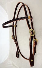 Burgundy Latigo Leather Basic Headstall NWT Horse Solid Brass Cart Buckles Loops