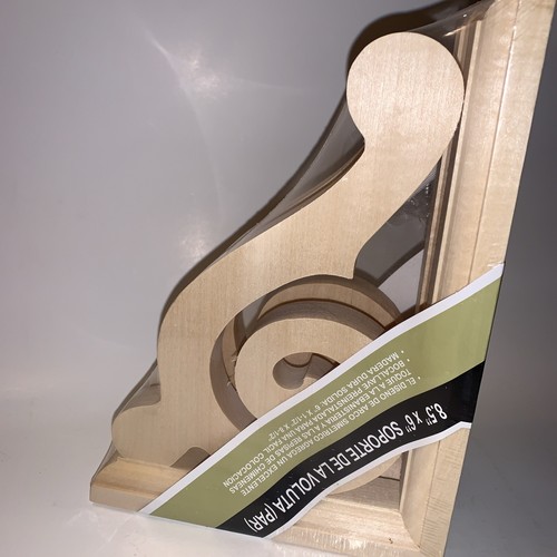 Scroll Bracket Qty: 2 Natural Solid Hardwood 8.5” x 6” New In Package - Picture 4 of 5
