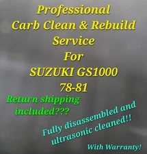 78-81 Suzuki GS1000 Professional Carb Clean & Rebuild Service GS 1000