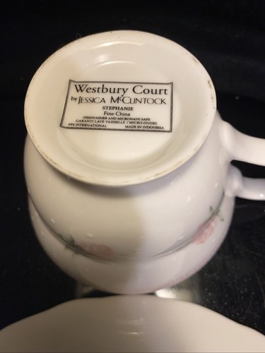 Westbury Court Jessica McClintock Stephanie Cup,Saucer, Lunch Plate Pink Roses & - Picture 10 of 12