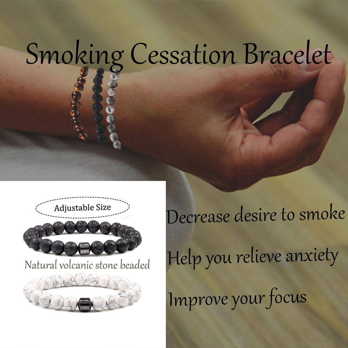 Anti Smoking Bracelet for Women Men Quit Smoking Bracelets