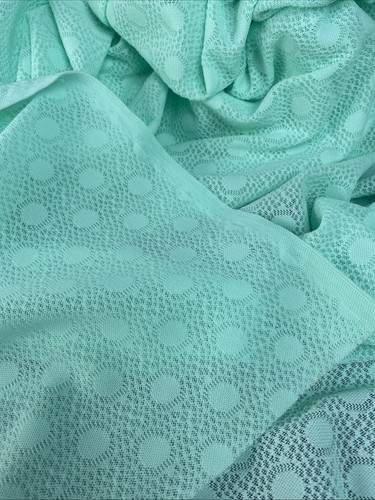 Vintage 70er Mod Polyester Strick Stoff grün strukturiert Kreise Retro 3,75 Yard x 54" - Bild 3 von 7