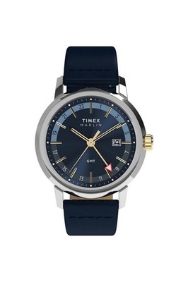 Timex Herren Marlin  Quarz GMT 40mm Lederarmband Uhr TW2Y47900