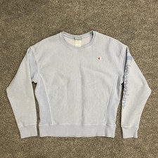 Champion Reverse Weave Crewneck Sweatshirt Womens M Light Blue Logo Embroidered