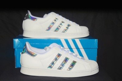White/Silver Superstar J Adidas size 7Y Excellent condition with original box