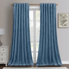 HOMEIDEAS Stone Blue Velvet Curtains, 52 X 84 Inches Light Blue Room Darkenin...
