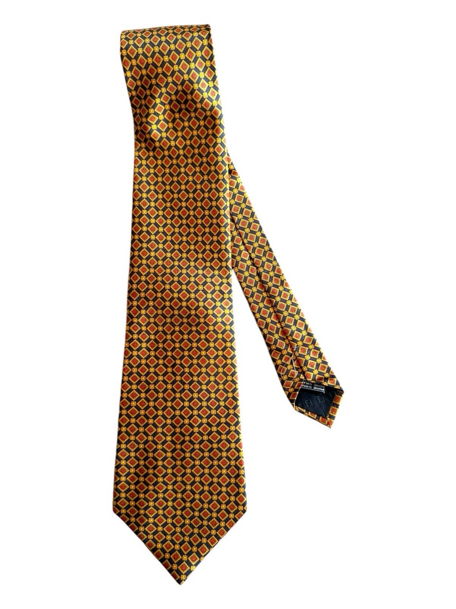 Vintage Fendi Silk Tie Multicolor Geometric Men's Luxury Necktie