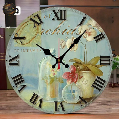 Modern Wall Clock 25cm - Orchid Glass Design for 2D Home