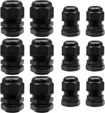 12Pcs Nylon Cable Glands IP68 Waterproof Wire Connectors 1/2" 3/4" NPT Black