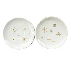 Star Glow Starburst Bread Plates &Saucers Lot Of 2 Each 1960s Royal Ironstone