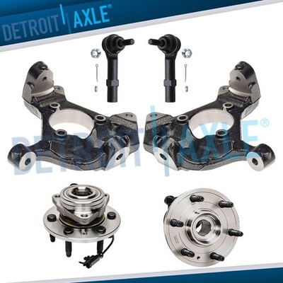 6pc 4WD Front Knuckles Wheel Hubs Outer Tie Rods for Tahoe Silverado Sierra 1500